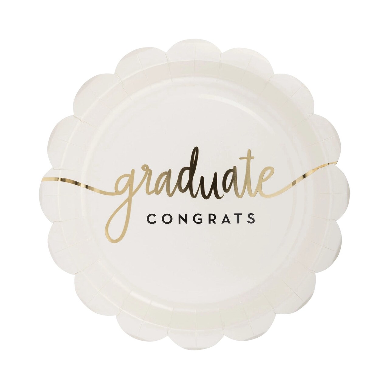 Graduate Congrats Paper Plate | Graduation Paper Plates | White Graduation Plates